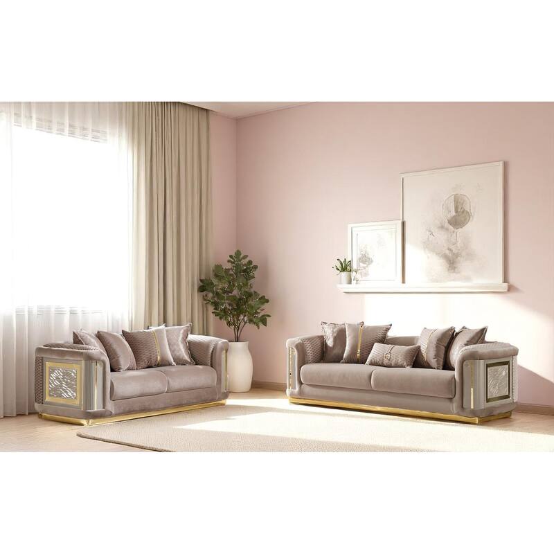 Elvin 2-piece Living room Set 1 Sofa & 1 Loveseat - Beige