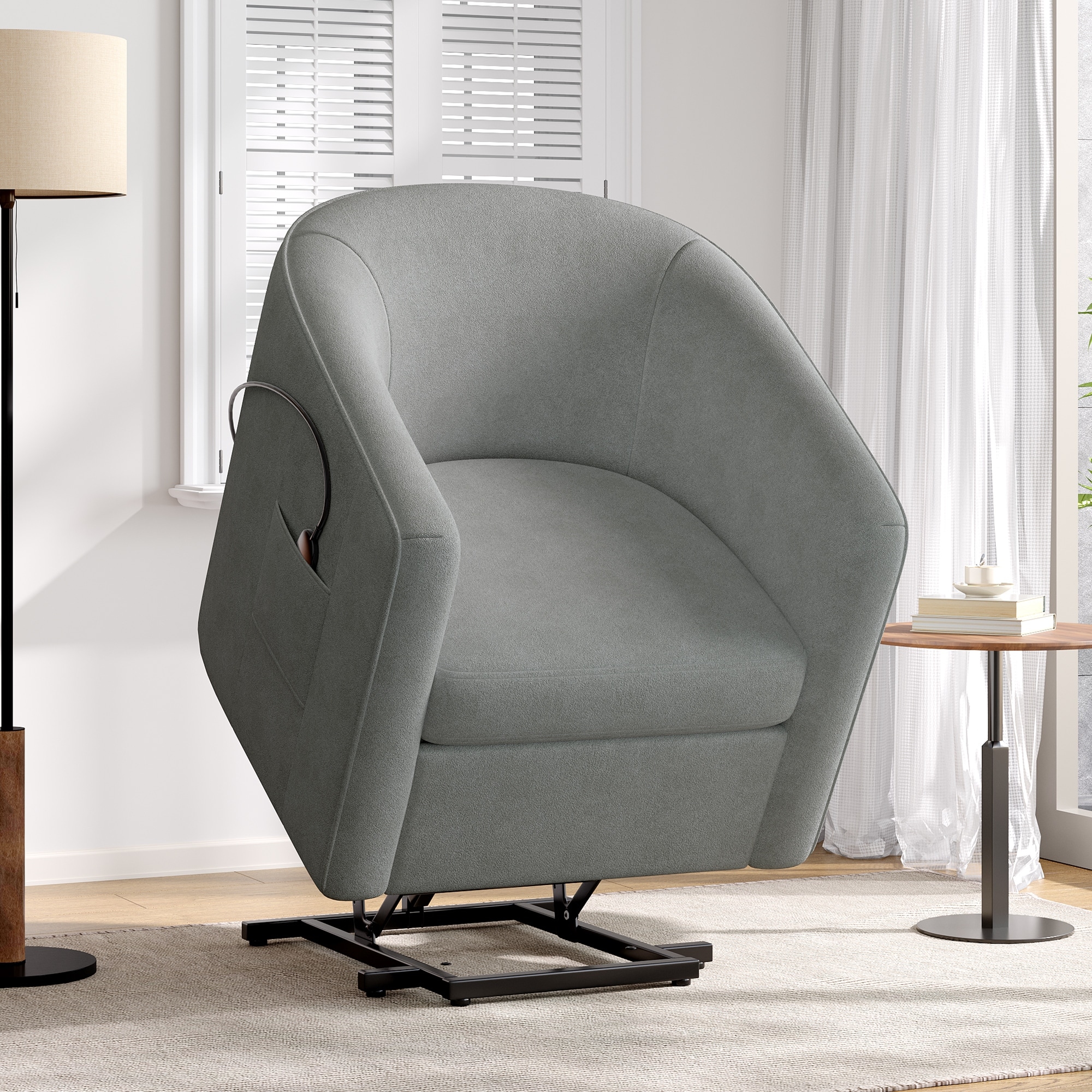 Christopher Knight Home - Evan American Upholstered Power Lift Recliner Chair with Barrel Shape Ergonomic Comfort