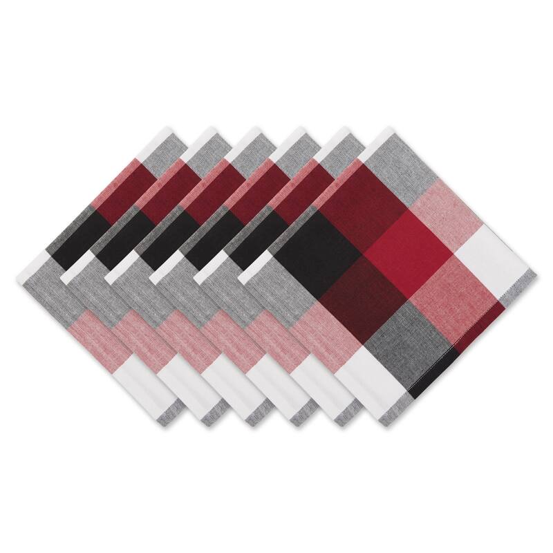 Checkered Square Cloth Napkins - 20" - Red and Black - Set of 6