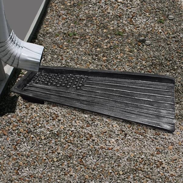 slide 2 of 16, USA Patriotic Flag Cast Aluminum Downspout Gutter 24 in. Splash Block Silver