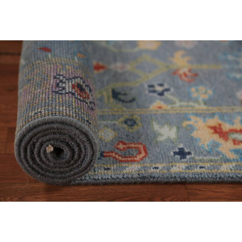 Floral Oushak Indian Runner Rug Hand-Knotted Wool Carpet - 2'6"x 7'9"