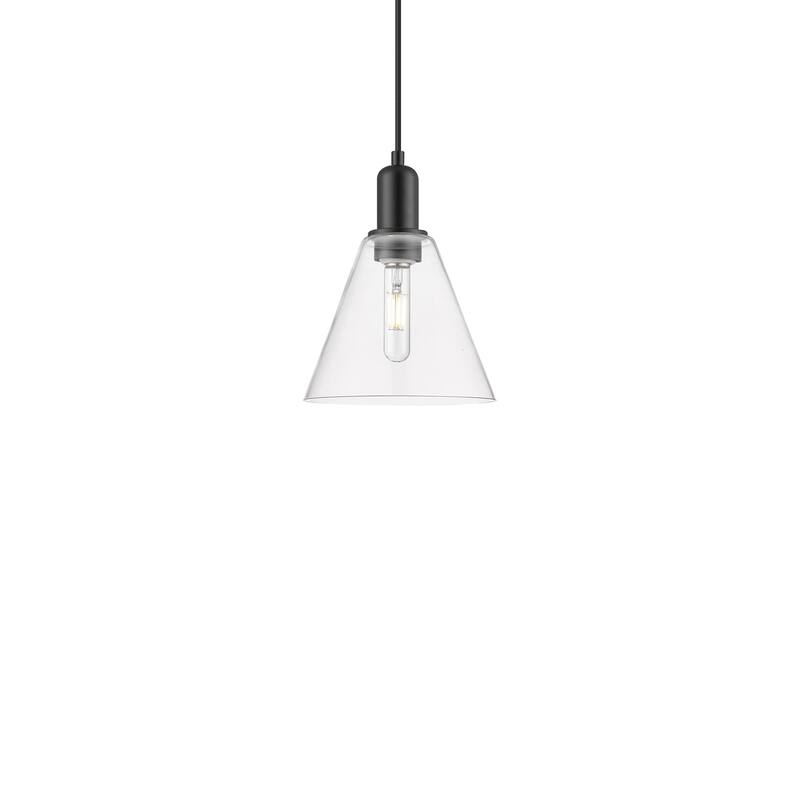 Innovations Lighting 716-1P-11-8 Berkshire Glass Pendant Berkshire - Matte Black / Clear