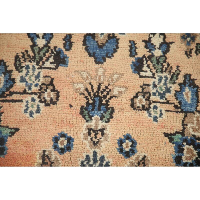 Hand Knotted Oriental 100% Wool Carpet Traditional Floral Peach Hamedan Area Rug - 8' 8'' X 5' 8''