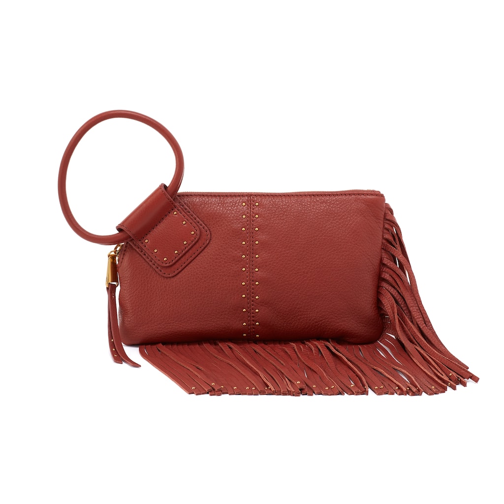 HOBO Sable Fringed Leather Wristlet Clutch