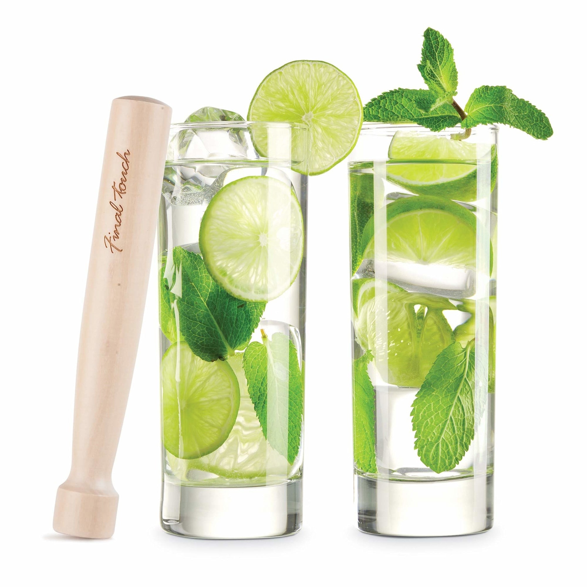 Final Touch Mojito Glass and Muddler Set Lead Free Glass Tom Collins 10oz Dishwasher Safe