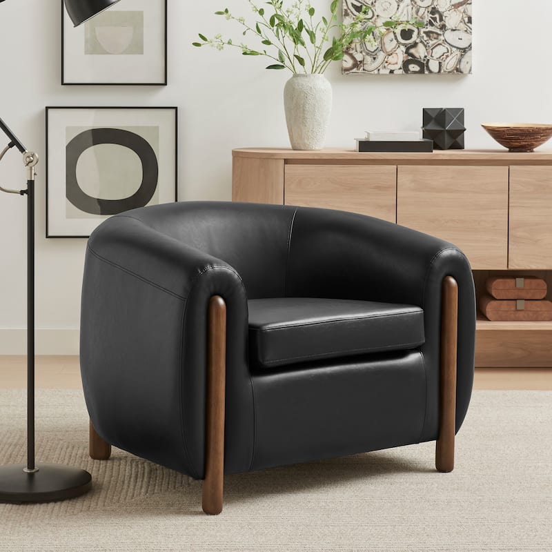 NPD Furniture Cordelia Faux Leather Accent Arm Chair - Black