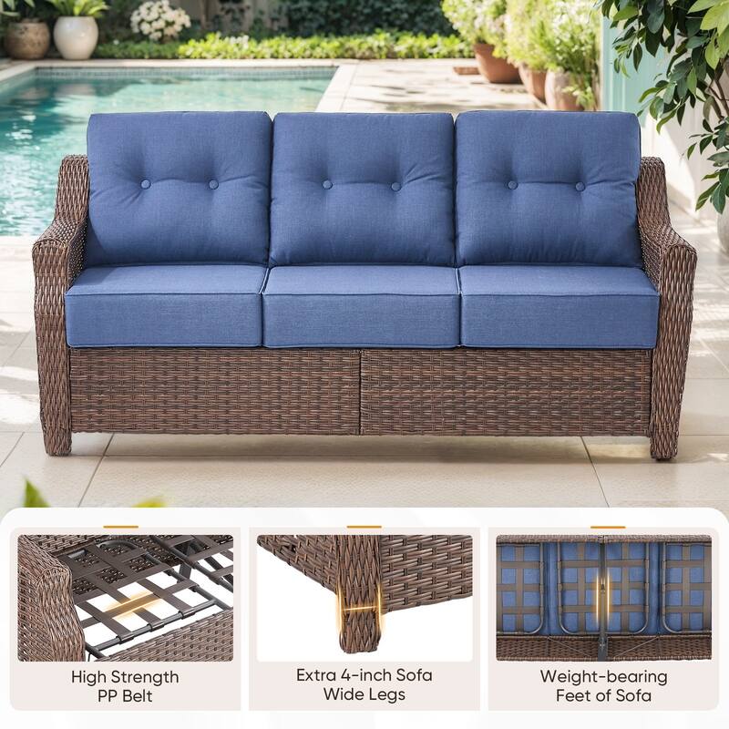 Pocassy 5/7PCS Sofa Swivel Chair Ottoman with Fire Pit Table