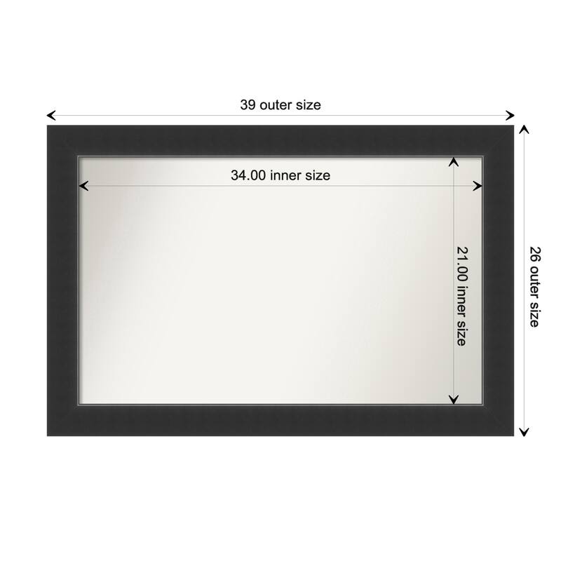 Corvino Black Framed Non-Beveled Custom Wall Mirror, Bathroom Vanity Mirror - Outer Size: 39 x 26