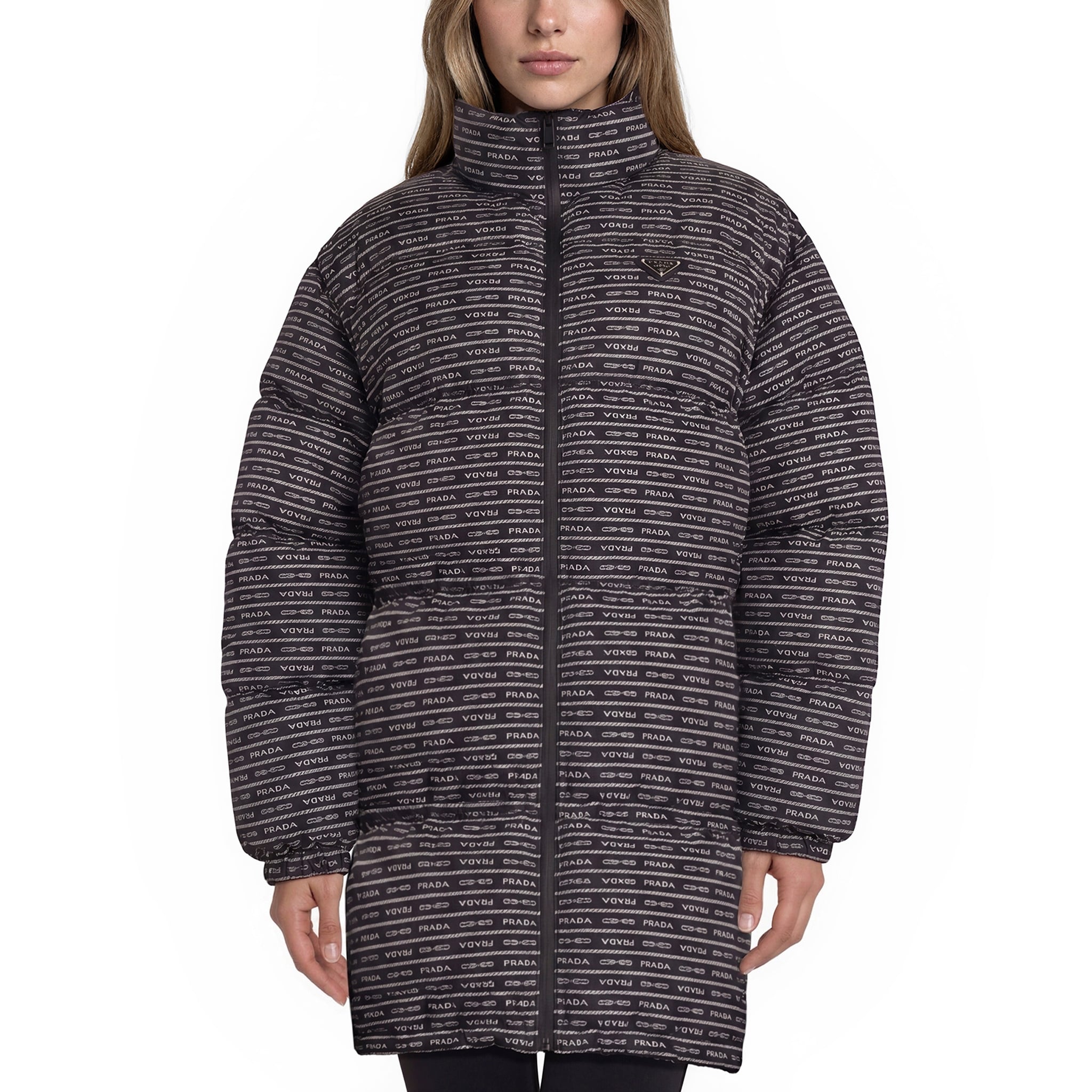Prada Logo Print Re-Nylon Puffer Jacket