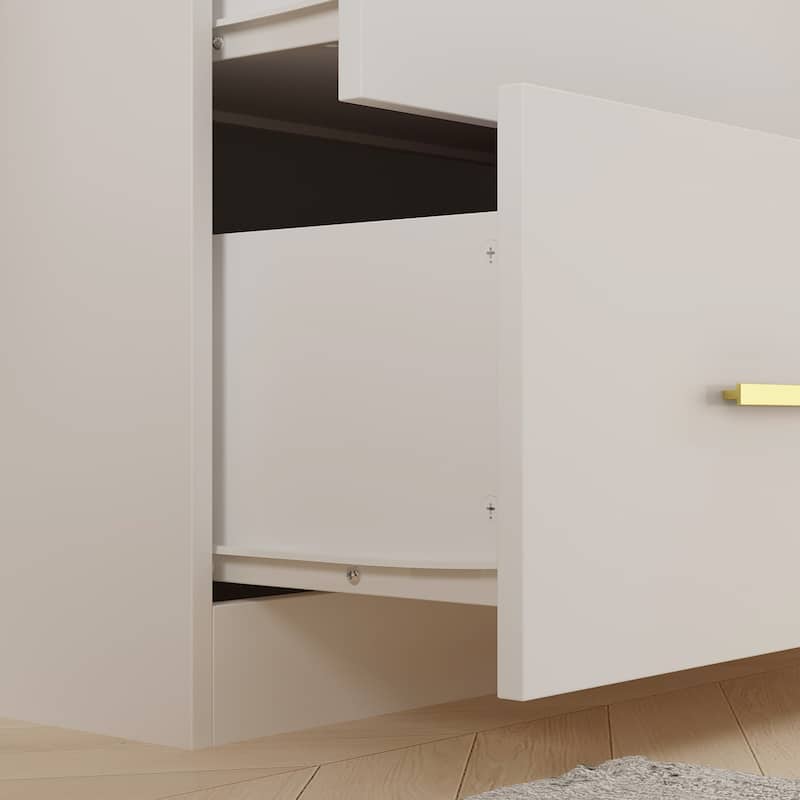 Kerrogee Bedroom Armoires Wardrobe with Mirror Drawers and Doors