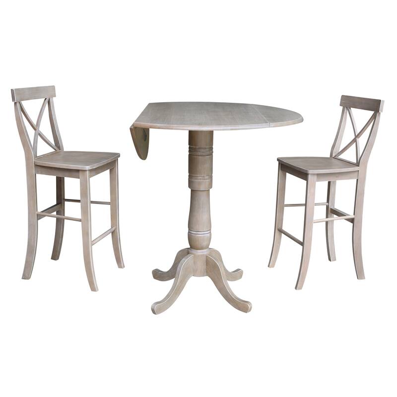Round Pedestal Gathering Table Set with Stools - Kitchen Bar Counter Height Dining Table