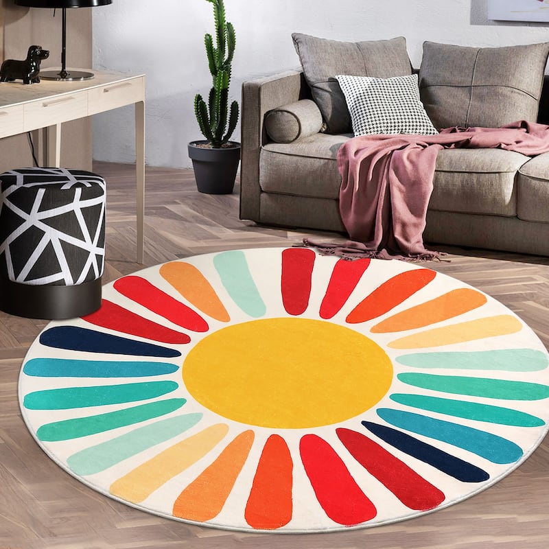 Garvee Rainbow Sol Kids Area Rug