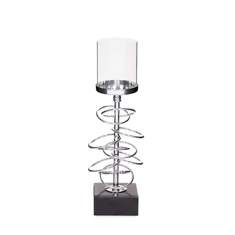 Allan Andrews Silver Metallic Chrome Candle Holder with Iron Rings Design (3 sizes available)
