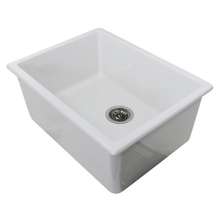 Highpoint Collection 24 Inch Italian Fireclay Kitchen-Laundry Sink - 24 x 18 x10 inches