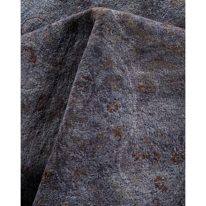 Overton Hand Knotted Wool Vintage Inspired Modern Contemporary Overdyed Gray Area Rug - 4' 2" x 6' 1"