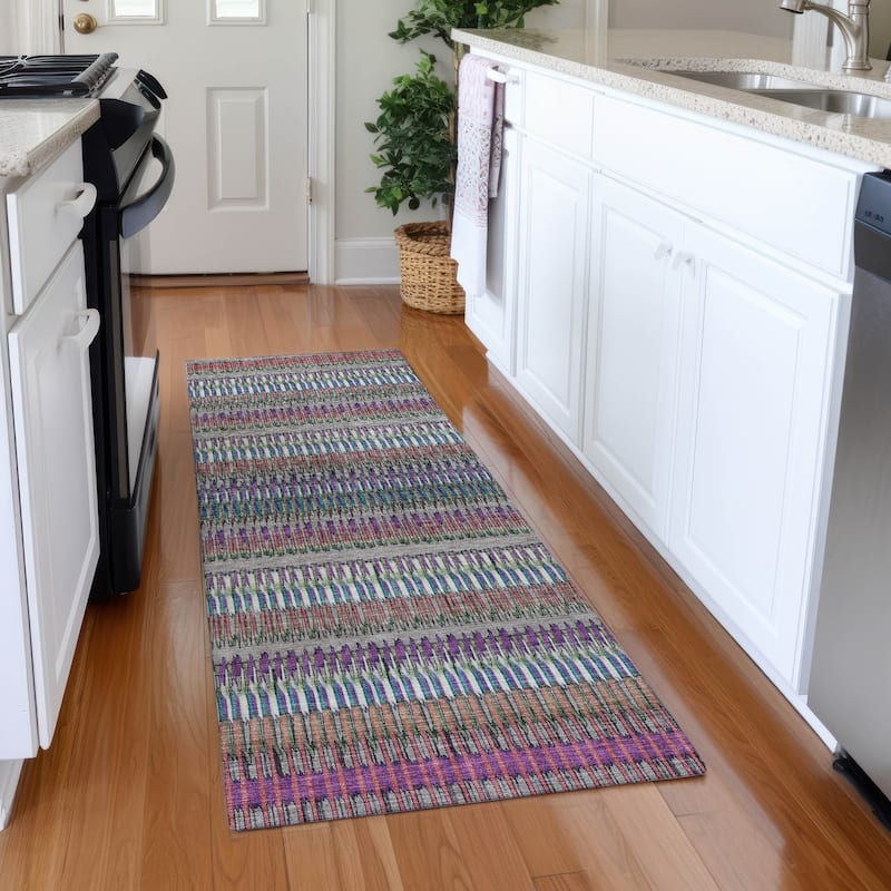 Machine Washable Indoor/ Outdoor Chantille Moroccan Boho Rug - Taupe - 2'3" x 7'6"