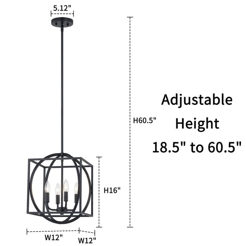 KAWOTI 60.5" Adjustable 4-Light Geometric Pendant Light