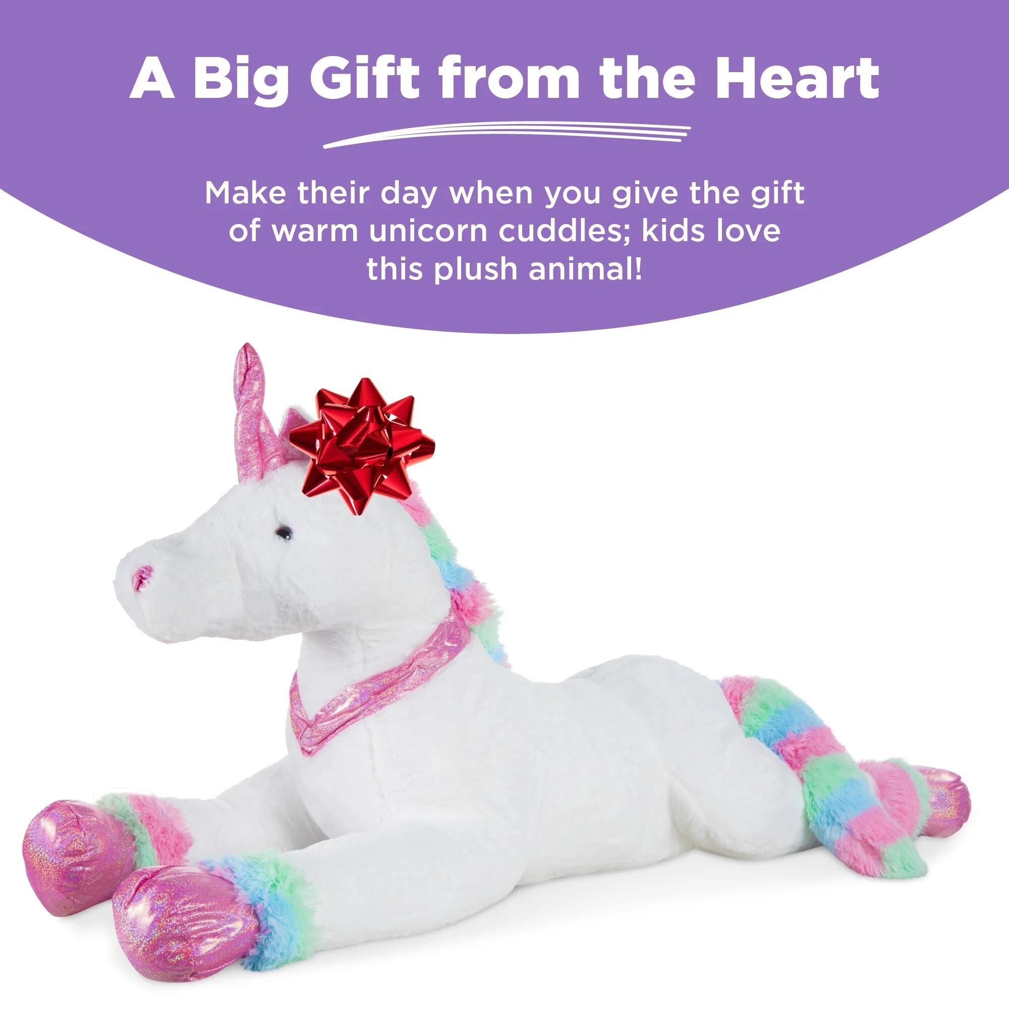 Kids Extra Large Life Size Plush Rainbow Unicorn Stuffed Animal Tie Dye