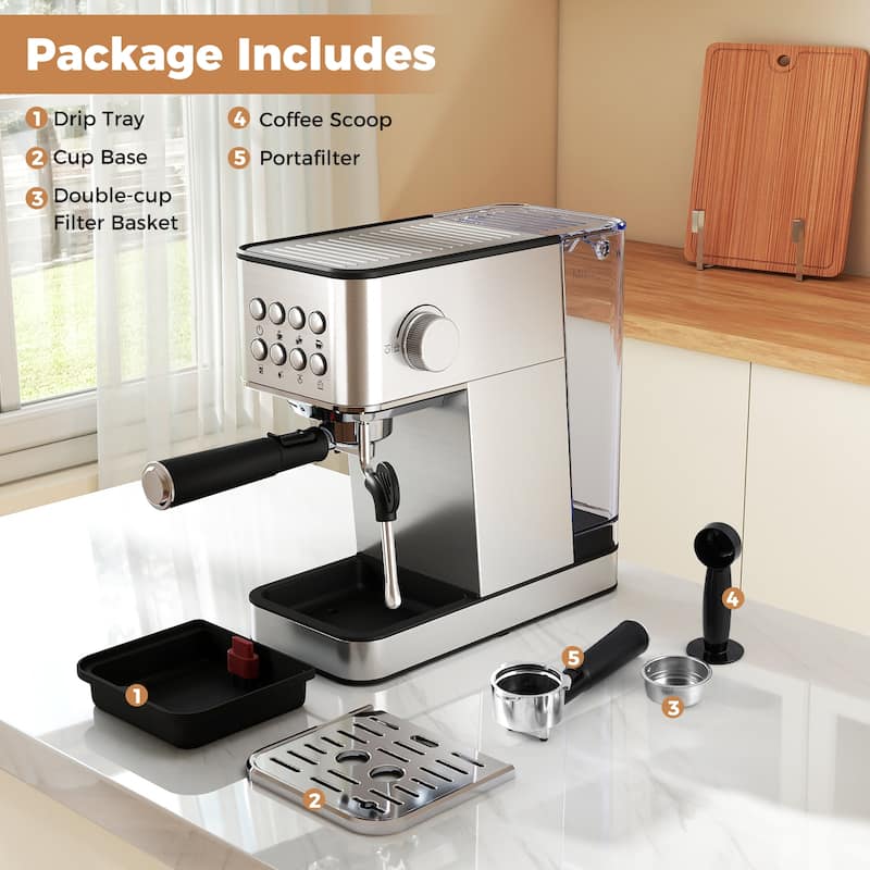 Gymax Espresso Machine 20 Bar w/Milk Frother 57OZ Removable Water Tank