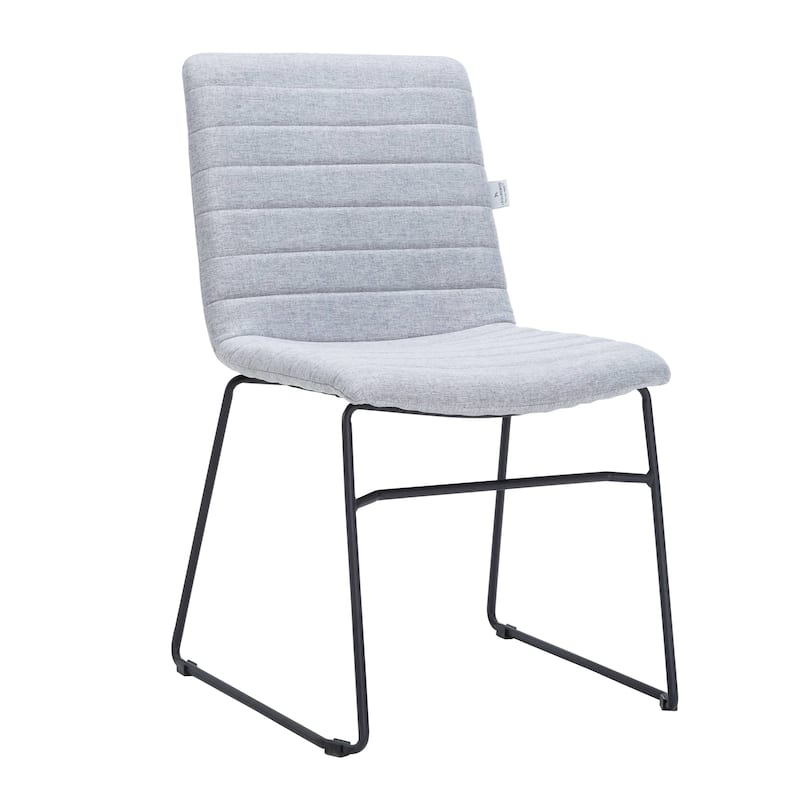 Zylar Modern Leather Guest Chair with Lumbar Support, Stainless Steel Base, High-Density Foam, Floor Protectors, 300 lb Capacity - Grey