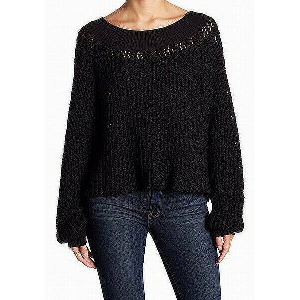 Free People Black Women S Size Small S Knitted Boat Neck Sweater Free People Black Women S Size Small S Knitted Boat Neck Sweater