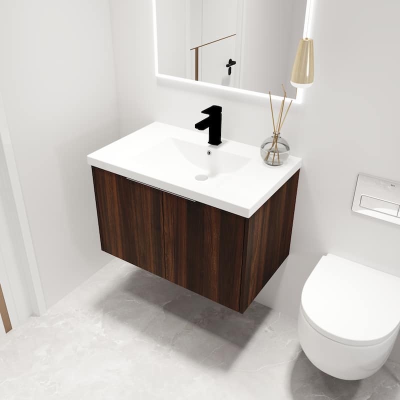Malwee 24"/30"/36" Floating Bathroom Vanity, Modern Wall Mounted Bathroom Vanity with Resin Top and Soft Close Door