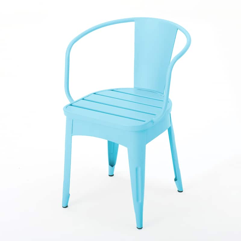 Roomfitters 3-Piece Outdoor Bistro Set Metal Patio Dining Furniture with Round Table and 2 Chairs, Light Blue