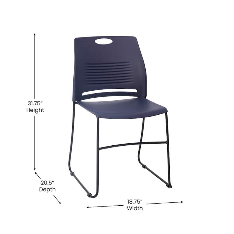 Commercial 660 LB. Capacity Plastic Steel Sled Base Stack Chairs - 5 Pack