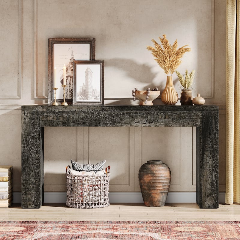 59'' Farmhouse Wood Console Sofa Accent Table for Entryway Foyer