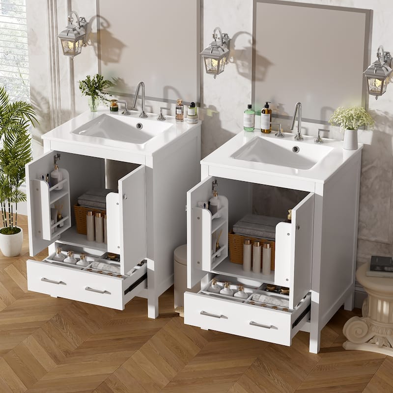 Roomfitters Modern 48" Bathroom Vanity with Undermount Sink, Storage Cabinet, Soft-Close Doors and Divided Drawer