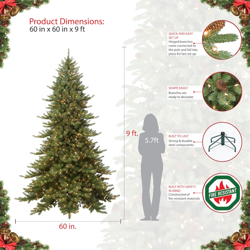 Puleo International 9 ft Pre-lit Royal Majestic Fraser Fir Artificial Christmas Tree - Green