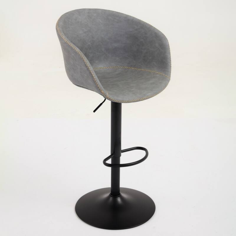 Faux Leather Bar Stool with Back Footrest