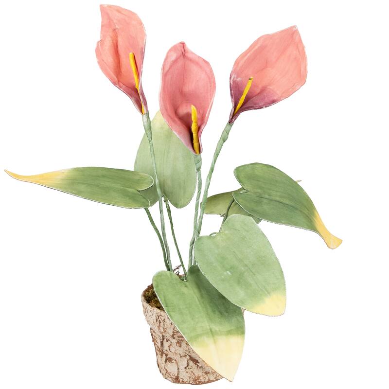 19" Pink and Green Decorative Calla Lily Artificial Christmas Plants - 19