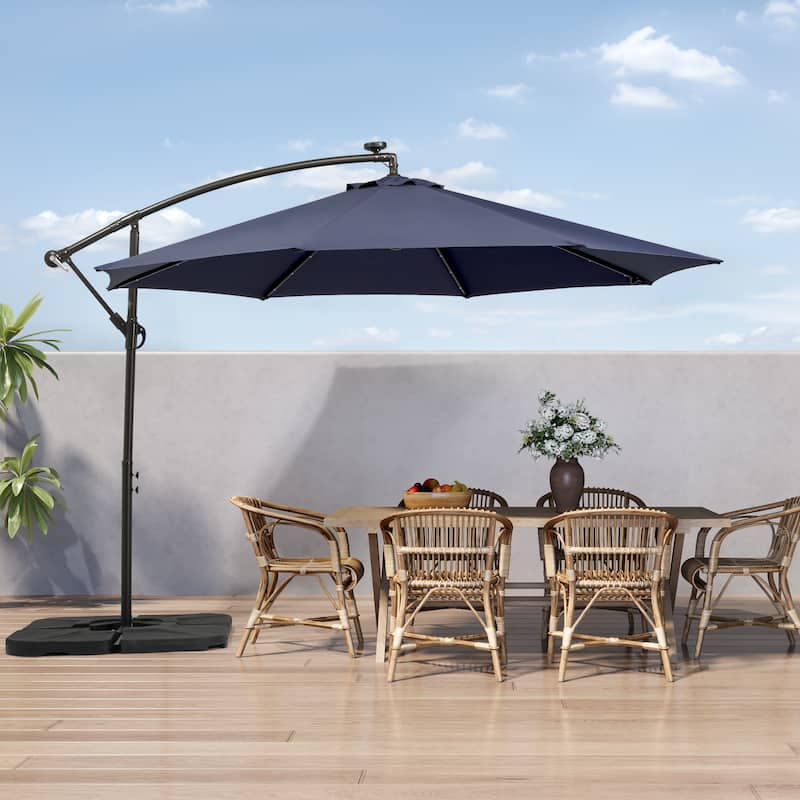 Lucent 10' Cantilever Patio Umbrella with Solar LED Lights