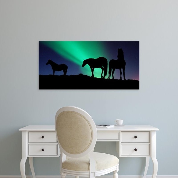 Easy Art Prints Panoramic Images's 'Silhouette of horses at dusk, Iceland' Premium Canvas Art
