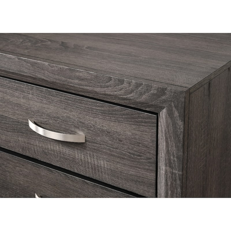 Contemporary 2-Drawer Nightstand End Table Two Storage Drawers Metal Handles Bedroom Living Room Wooden Furniture
