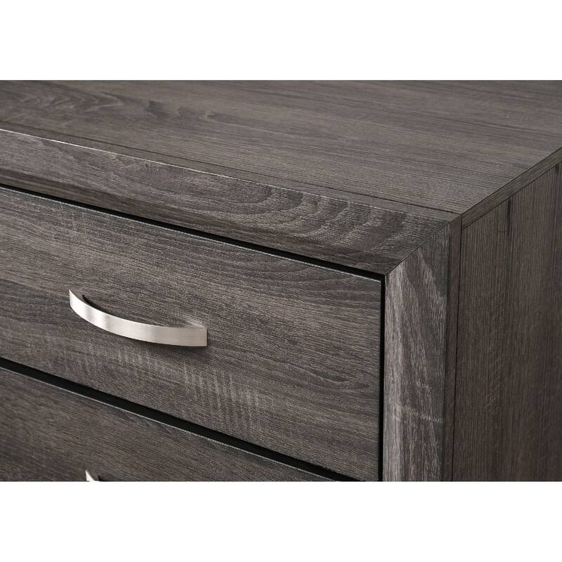Contemporary 5-Drawer Tall Chest in Gray Finish, Stylish Bedroom Add