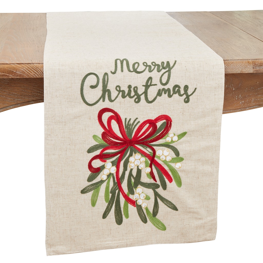 Holiday Cheer Merry Christmas Ribbon Table Runner - 16"x70"