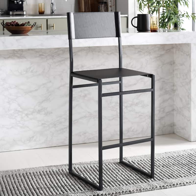 SAFAVIEH Vessie 30-inch Bar Stool (Fully Assembled) - 18 In. W x 18 In. D x 47 In. H - 18Wx18Dx47H - Black