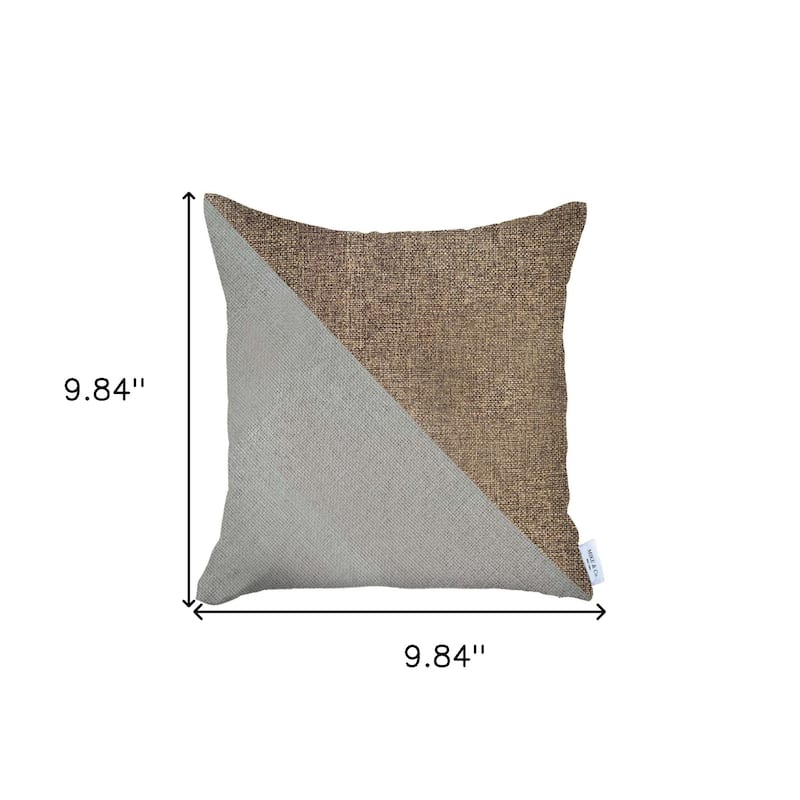 HomeRoots 18" X 18" Ivory And Brown Geometric Zippered Handmade Polyester Throw Pillow Cover