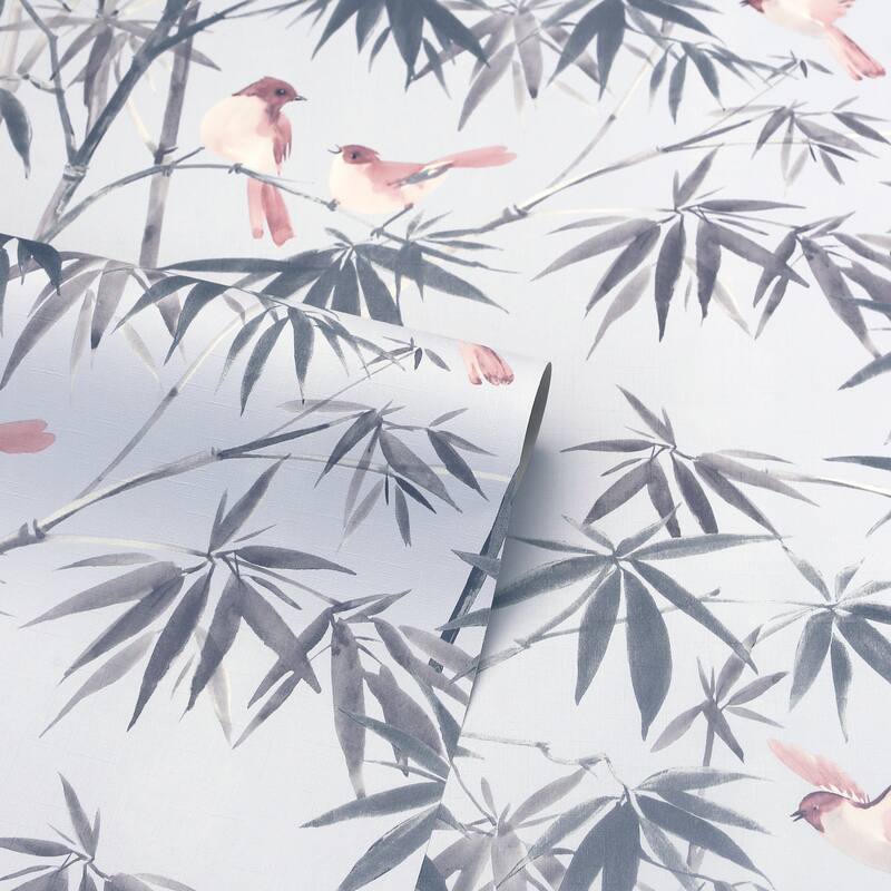 Arthouse Arisu Grey Birds and Bamboo Wallpaper
