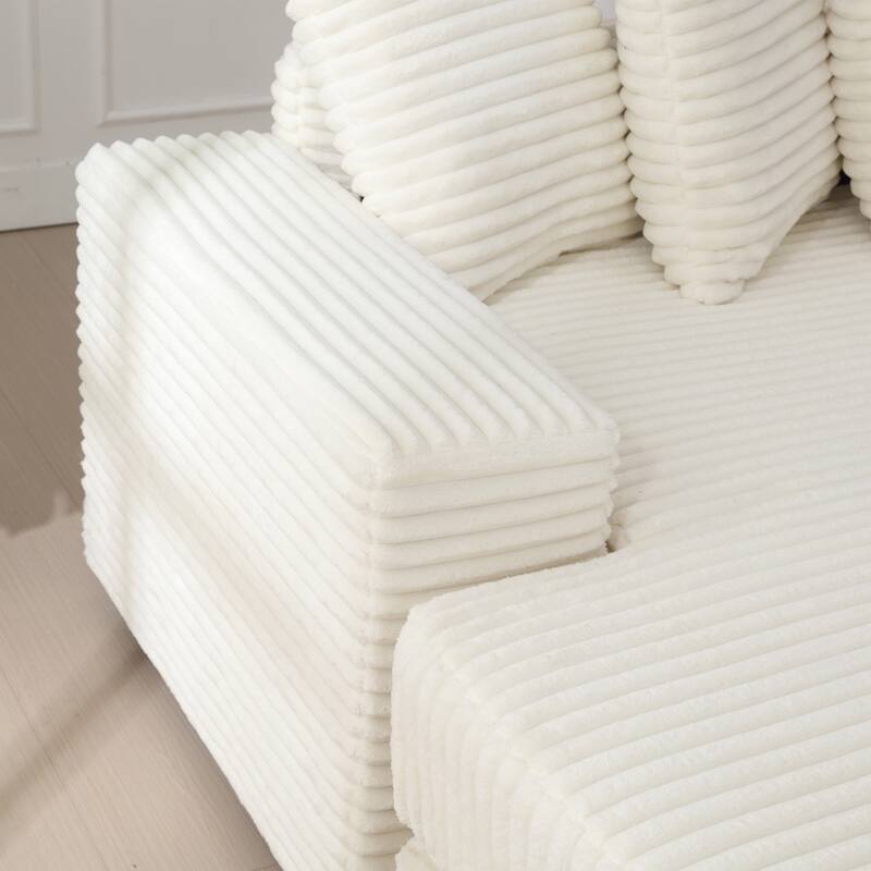 Oversized Two-Piece Couches, L Shaped Sofa, Corduroy, Right Chaise Daybed,with Armrests,Eight Throw Pillows,Corner Sofa