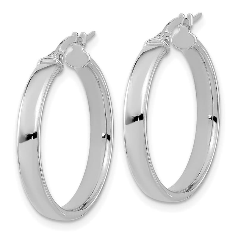 Curata 14k White Gold Polished Domed 25.75x3.75mm Classic Hoop Earrings