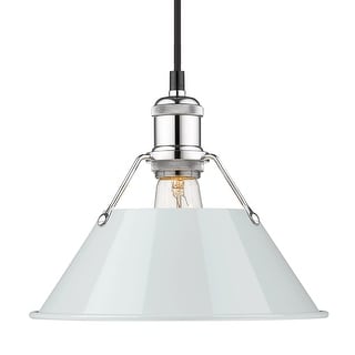 Yep by Golden Lighting Orwell 1-light 10in Pendant in Chrome and Dusky Blue shade - Silver