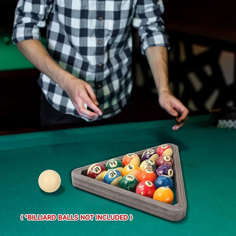 GSE™ Heavy-Duty Brushed Grey Solid Wood Billiard 8-Ball Triangle/9-Ball Diamond Pool Ball Racks for 2-1/4" Pool Balls