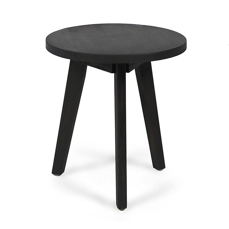 Modern Acacia Wood Side Table with Round Top and Triangular Base