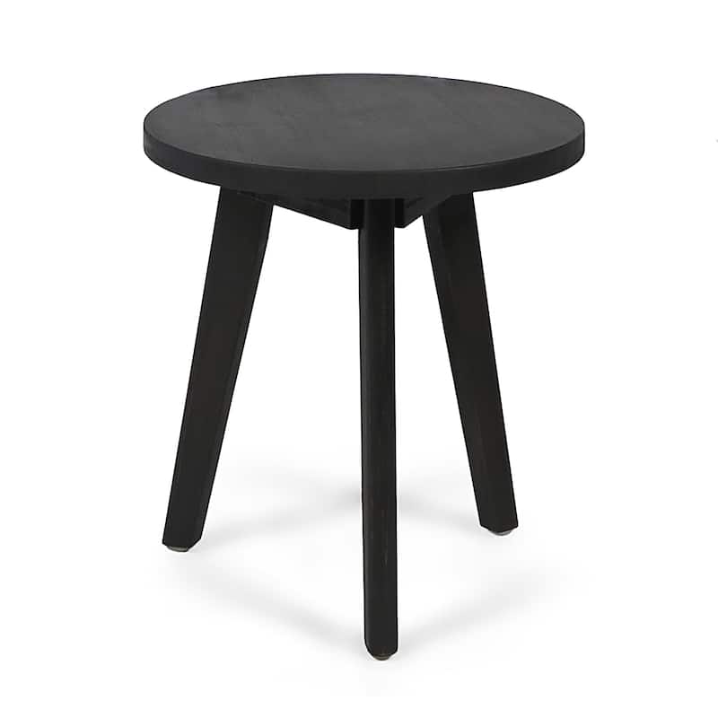 Roomfitters Solid Acacia Wood Round Side Table, Mid-Century Accent End Table for Living Room or Patio