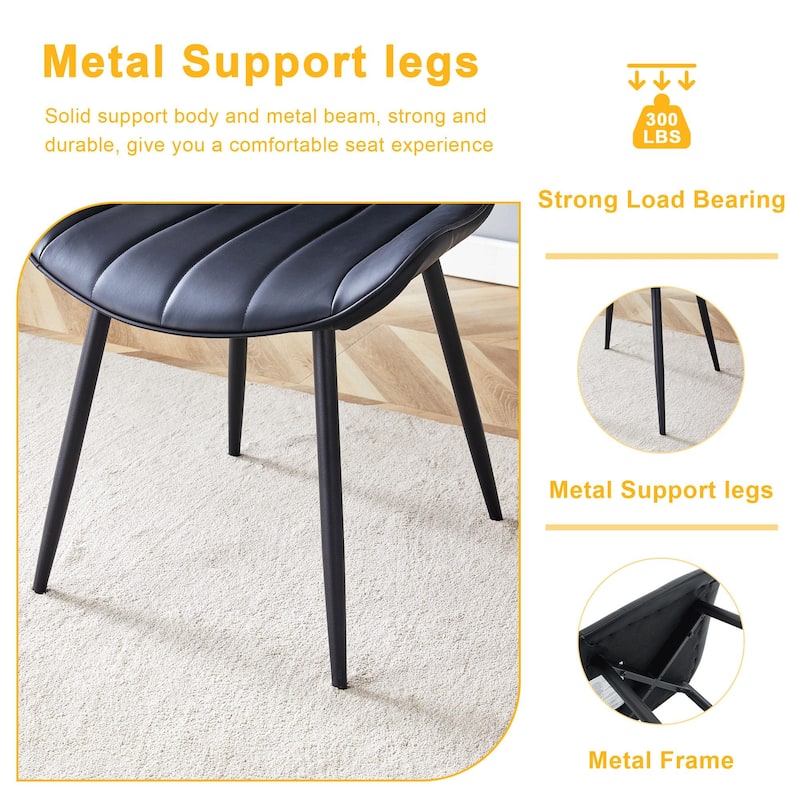 Dining Chair Set of 4, Vertical Striped Backrest Dining Chair with Metal Legs Leisure Chair for Dining Room kitchen