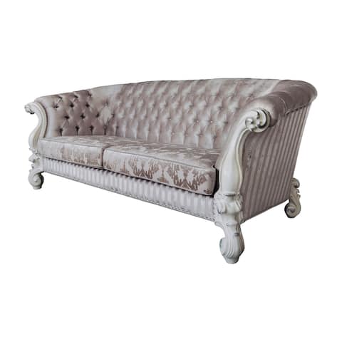 ACME Versailles Sofa with 7 Pillows in Ivory and Bone White