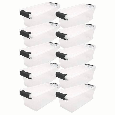 Homz 7.5 Qt Clear Storage Organizing Container Bins with Latching Lids, 10 Pack